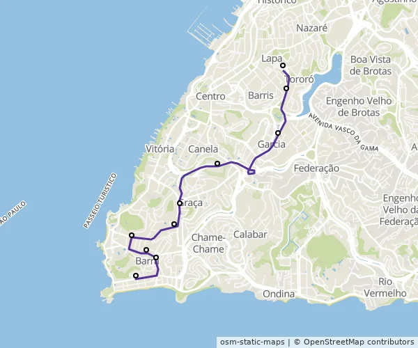 Mapa do itinerário da linha