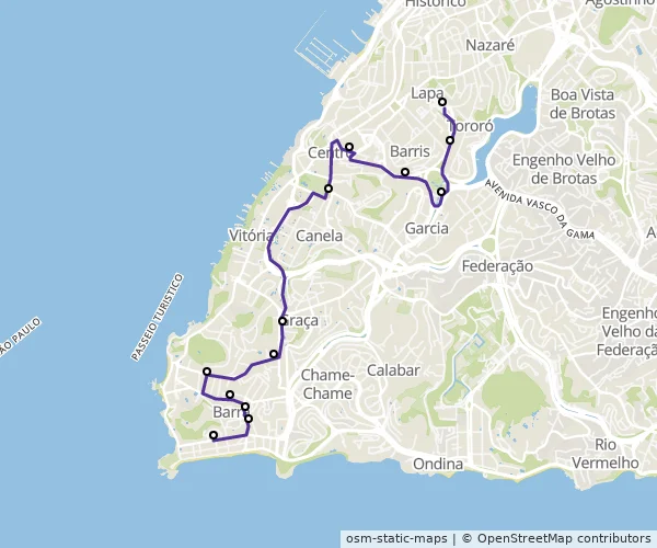 Mapa do itinerário da linha