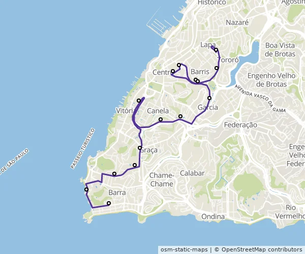 Mapa do itinerário da linha