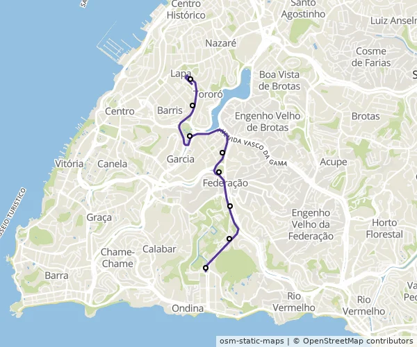 Mapa do itinerário da linha