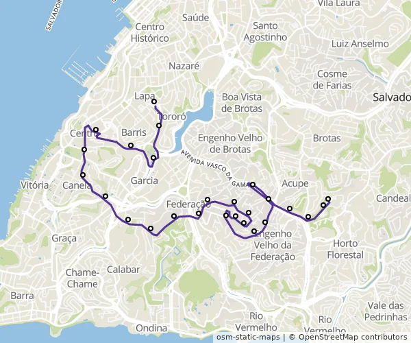 Mapa do itinerário da linha