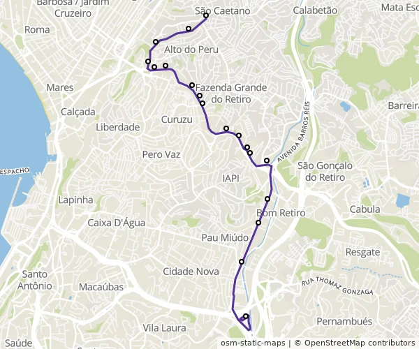 Mapa do itinerário da linha