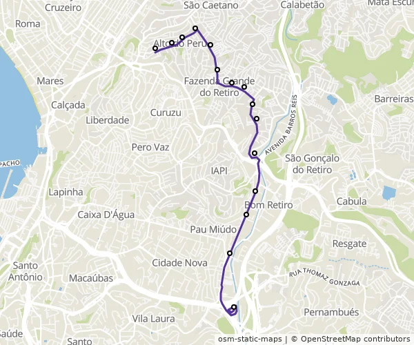 Mapa do itinerário da linha