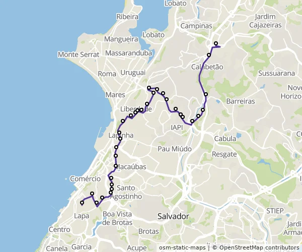Mapa do itinerário da linha