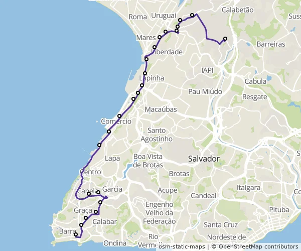 Mapa do itinerário da linha
