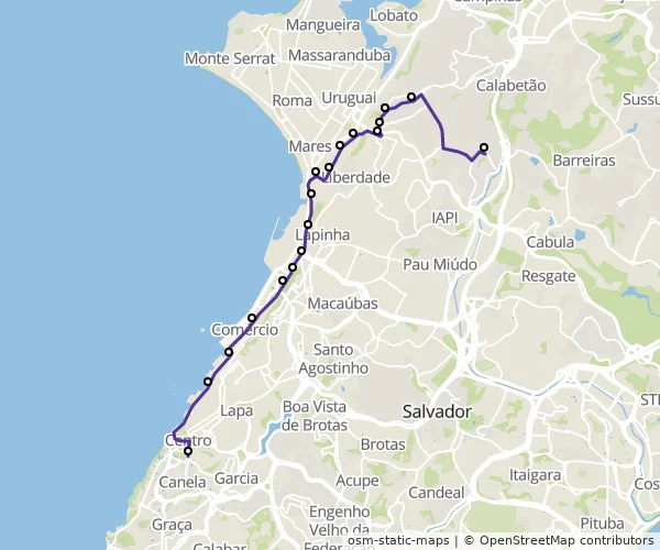 Mapa do itinerário da linha
