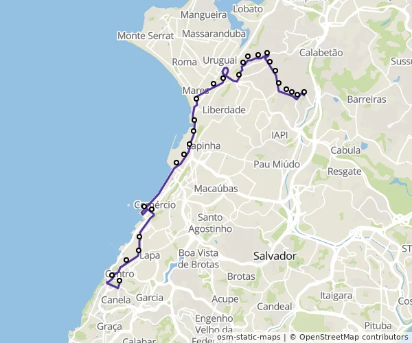 Mapa do itinerário da linha