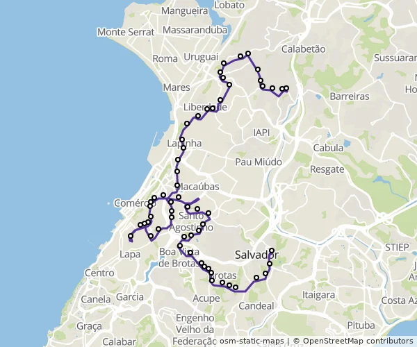 Mapa do itinerário da linha