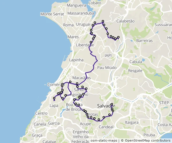 Mapa do itinerário da linha