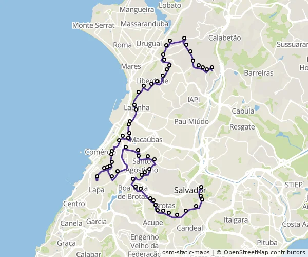 Mapa do itinerário da linha
