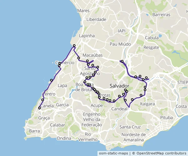 Mapa do itinerário da linha
