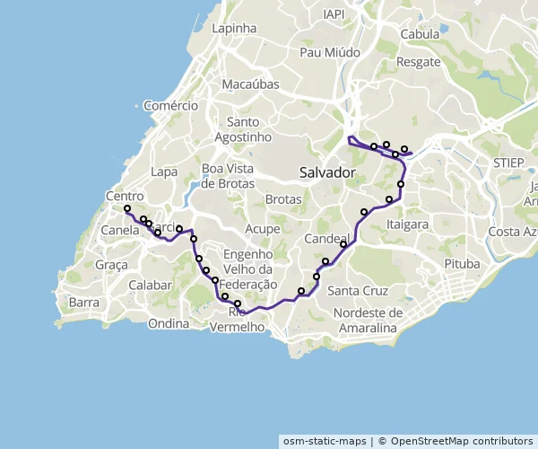 Mapa do itinerário da linha