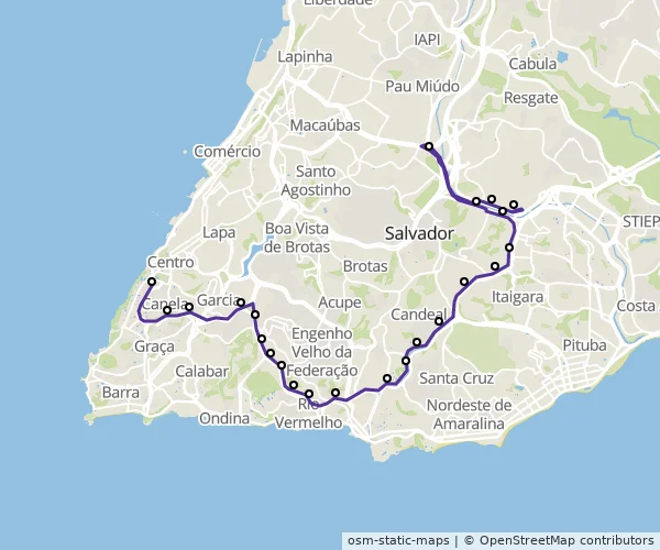 Mapa do itinerário da linha