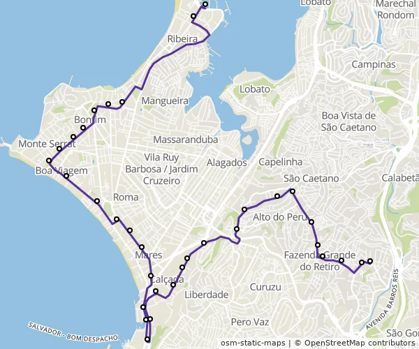 Mapa do itinerário da linha