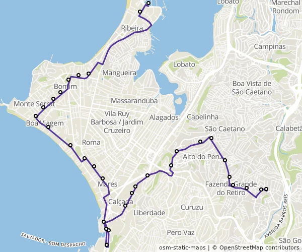 Mapa do itinerário da linha