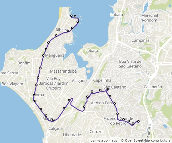 Mapa do itinerário da linha