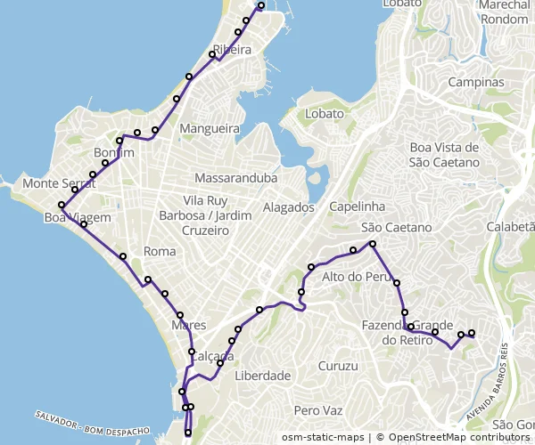 Mapa do itinerário da linha