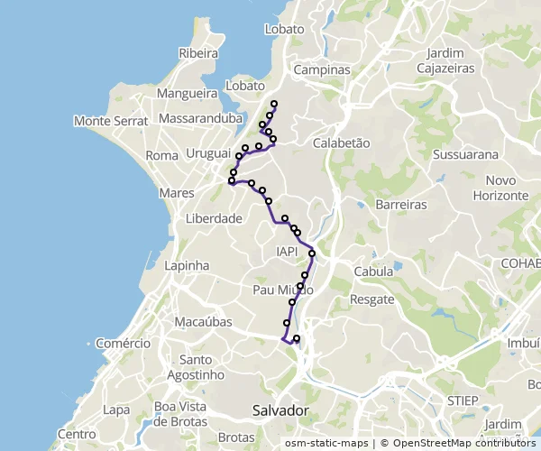 Mapa do itinerário da linha