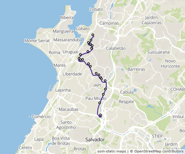 Mapa do itinerário da linha