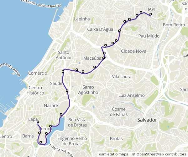 Mapa do itinerário da linha
