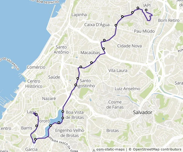 Mapa do itinerário da linha