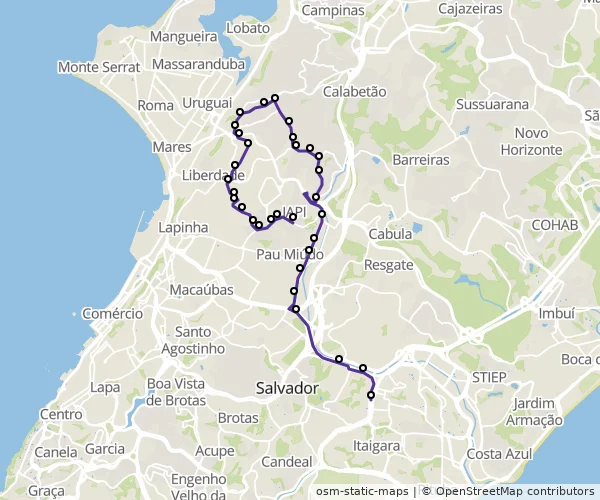 Mapa do itinerário da linha