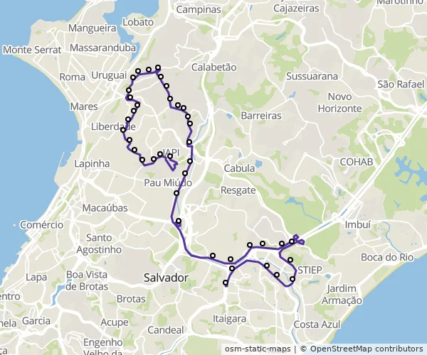 Mapa do itinerário da linha