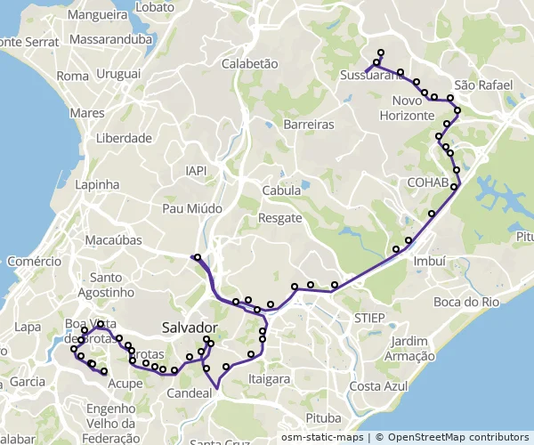 Mapa do itinerário da linha
