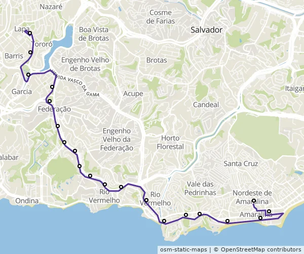 Mapa do itinerário da linha