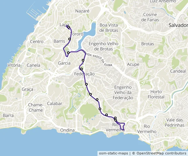 Mapa do itinerário da linha