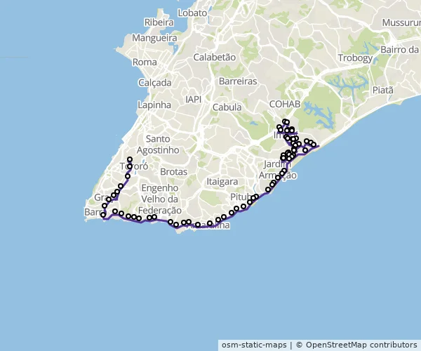 Mapa do itinerário da linha