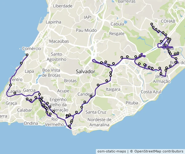 Mapa do itinerário da linha