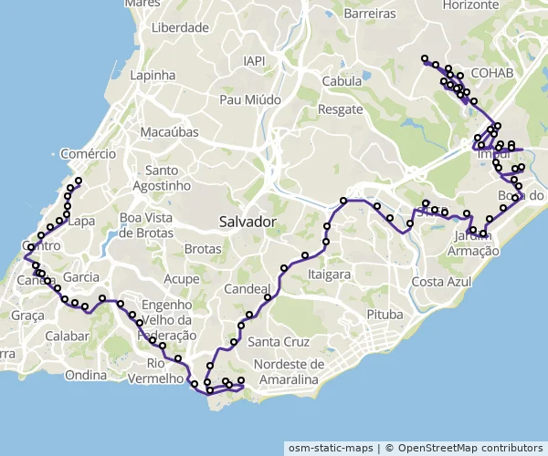 Mapa do itinerário da linha