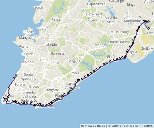 Mapa do itinerário da linha