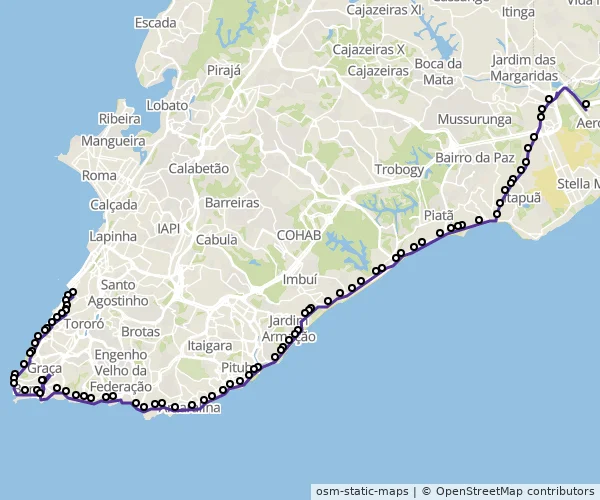Mapa do itinerário da linha