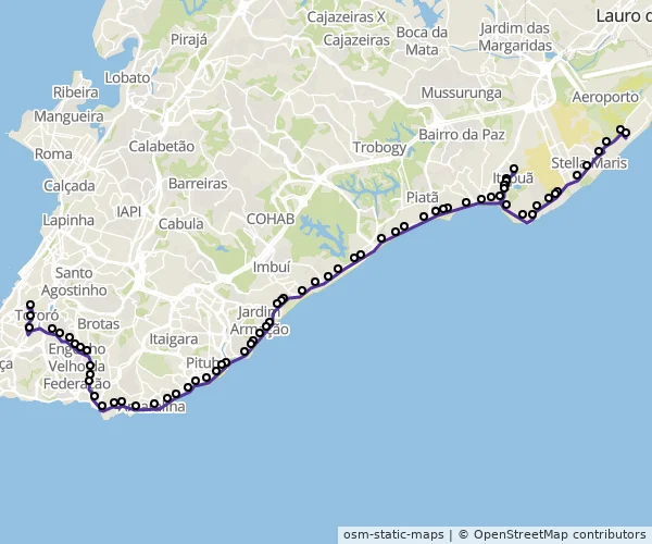 Mapa do itinerário da linha