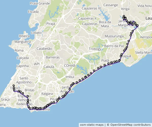 Mapa do itinerário da linha