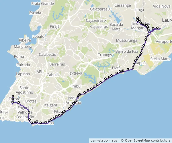 Mapa do itinerário da linha
