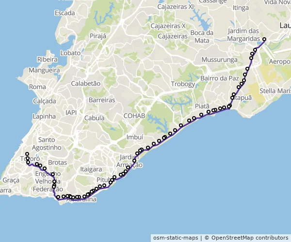 Mapa do itinerário da linha