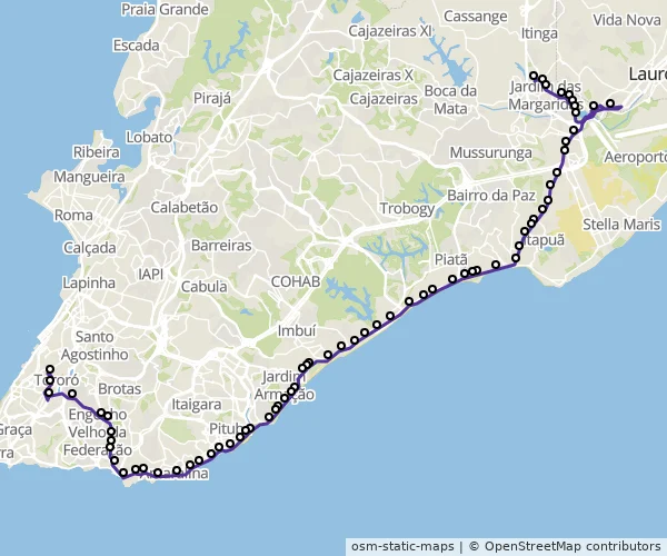Mapa do itinerário da linha