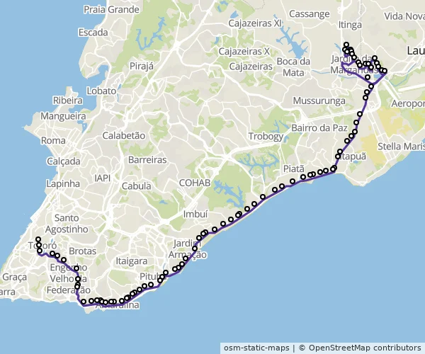 Mapa do itinerário da linha