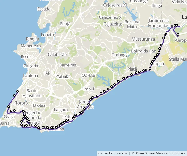 Mapa do itinerário da linha