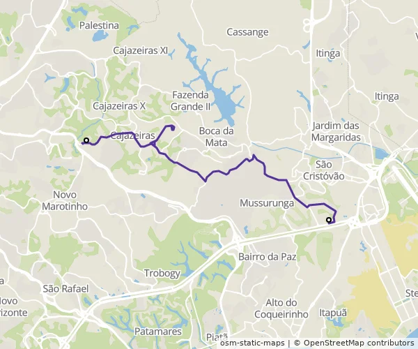 Mapa do itinerário da linha