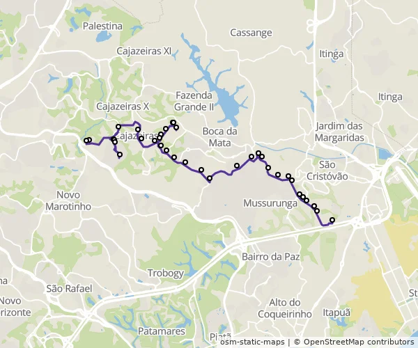 Mapa do itinerário da linha