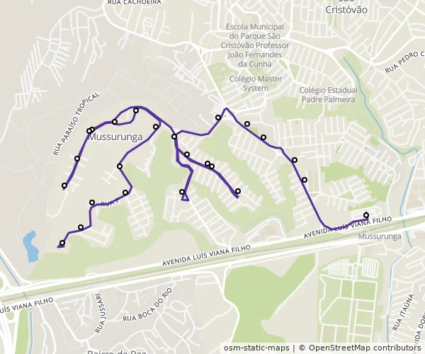 Mapa do itinerário da linha