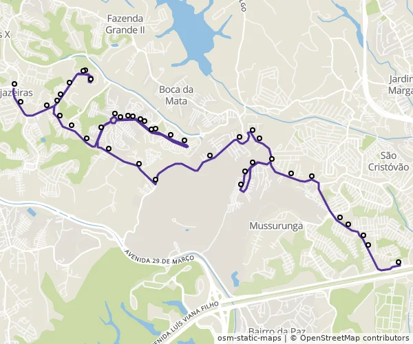 Mapa do itinerário da linha