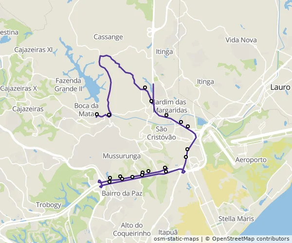 Mapa do itinerário da linha