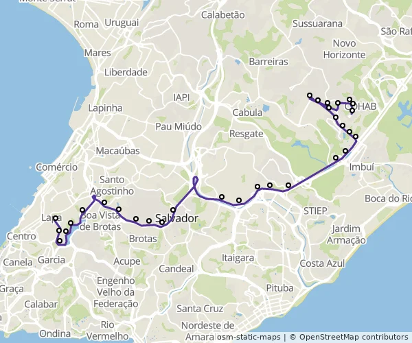 Mapa do itinerário da linha