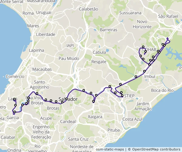 Mapa do itinerário da linha