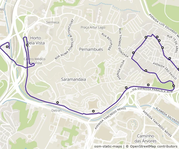 Mapa do itinerário da linha